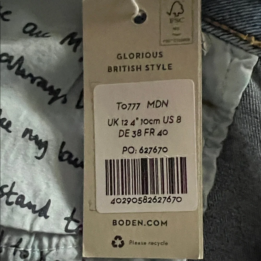 Boden Blue Denim Roll-Hem Shorts - Picture 4 of 5